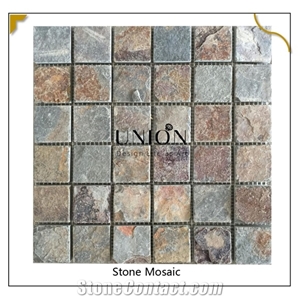 China Manufacturer Brown Square Stone Mosaic Tiles Decora