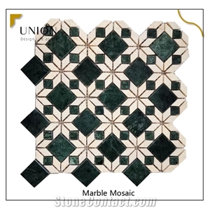 Flower Design Marble for Kitchen Decorative with Green&White