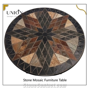 Garden Patio Mosaic Desk Furniture Set Of 3 Pcs Table&Chairs