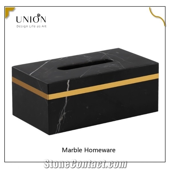Golranlye Tissue Box Cover Square Black Marble Facial Tissue