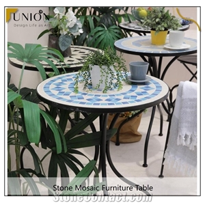 Mosaic Bistro Table Set Stone Furniture for All Weather