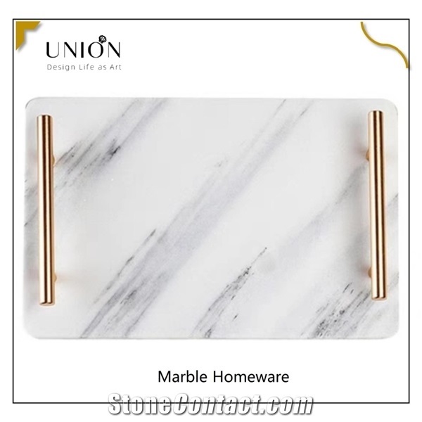 Natural Marble Acrylic Tray Bathroom Organizer Decor Towel