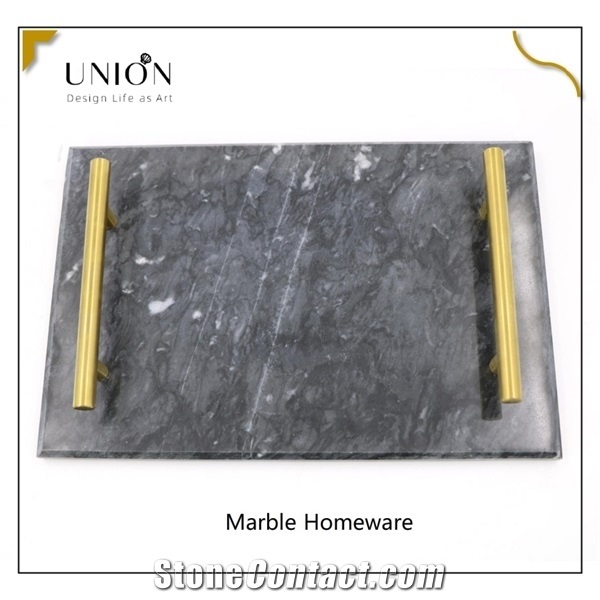 Natural Marble Acrylic Tray Bathroom Organizer Decor Towel