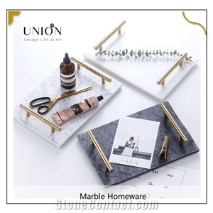 Natural Marble Acrylic Tray Bathroom Organizer Decor Towel