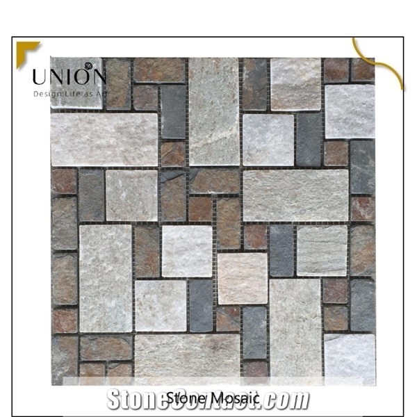Natural Rusty Yellow Slate Stone Mosaic Homedeco Mosaic