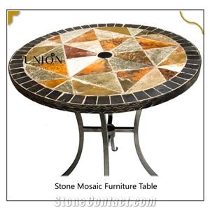 Natural Stone Mosaic Furniture Table with Chairs for Garden