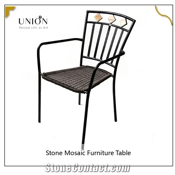 Outdoor Furniture Metal and Mosaic Tile Stone Coffee Table