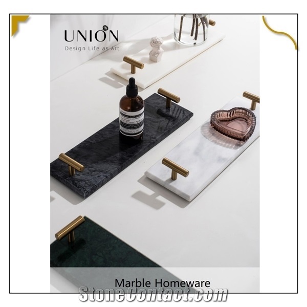 Square White&Black Marble Acrylic Tray for 2021 New Design