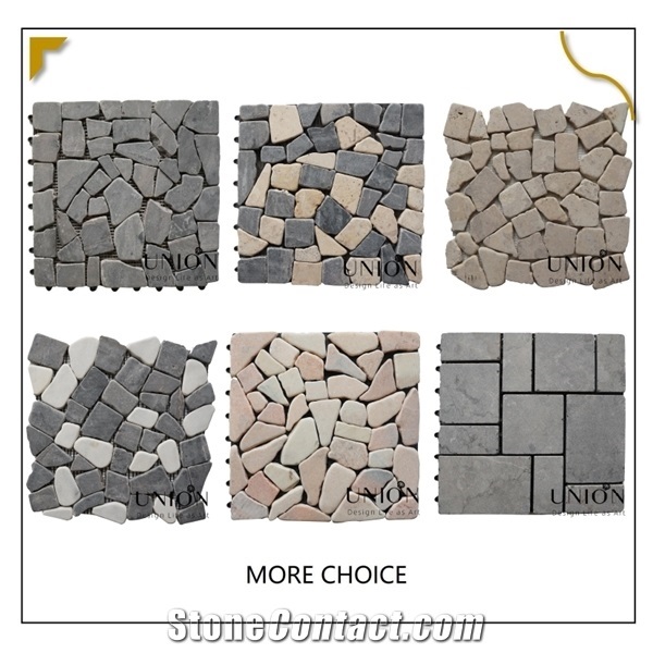 Travertine Slab Mosaic Garden Tile Diy Interlocking Flooring
