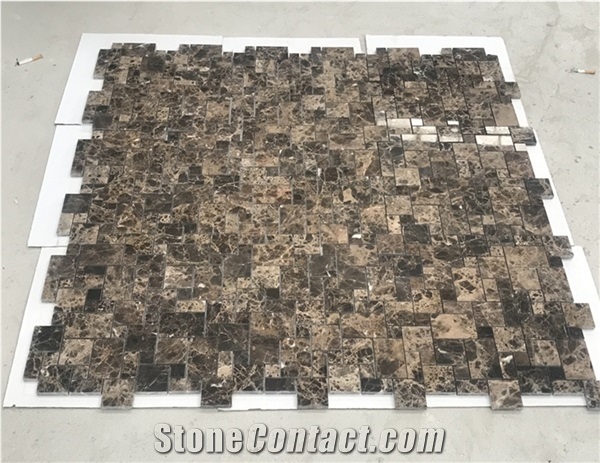 Dark Emperador Marble Mini-Versailles Mosaic Tile