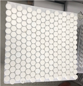 Thassos White Marble Penny Round Mosaic Tile