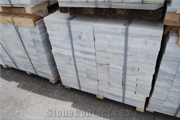 White Marble Kavalas Cut Face Tiles, Slabs, Polished Marble