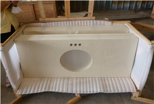 Pure White Quartz Kitchen Countertops, Island Top