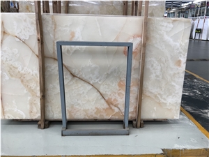 Polished White Onyx Wall Cladding Slab Tiles