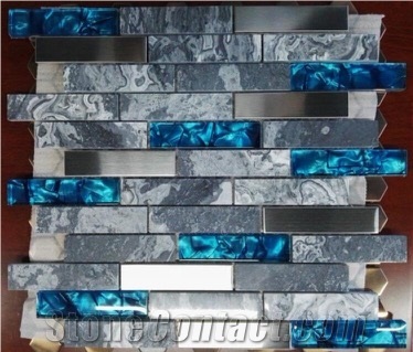 Random Strip Liner Metal Resin Mixed Mosaic