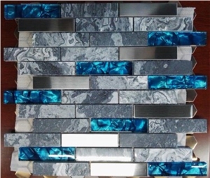 Random Strip Liner Metal Resin Mixed Mosaic