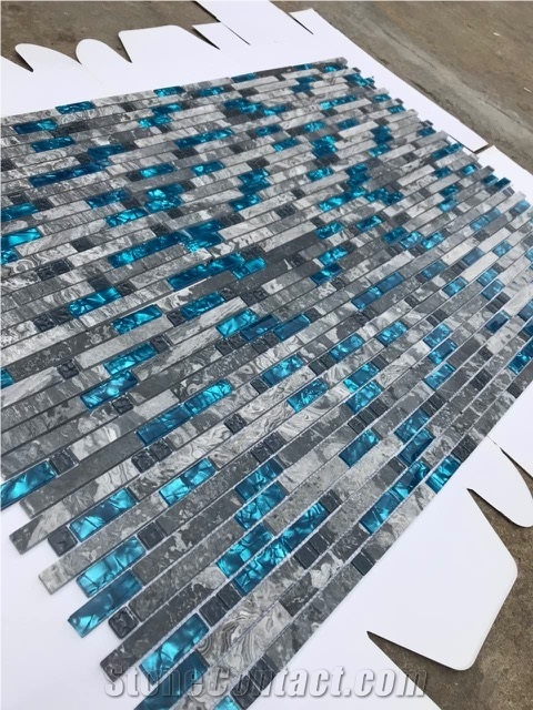 Random Strip Liner Metal Resin Mixed Mosaic