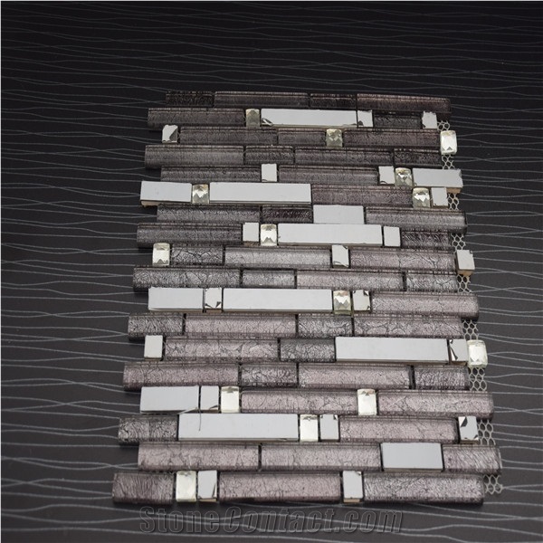 Three Colors Glass Random Strip Mosaics for Sale