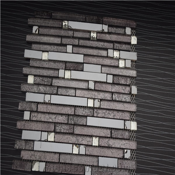 Three Colors Glass Random Strip Mosaics for Sale