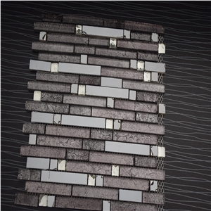 Three Colors Glass Random Strip Mosaics for Sale