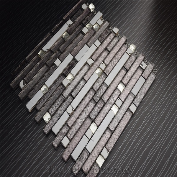 Three Colors Glass Random Strip Mosaics for Sale