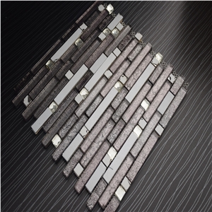Three Colors Glass Random Strip Mosaics for Sale