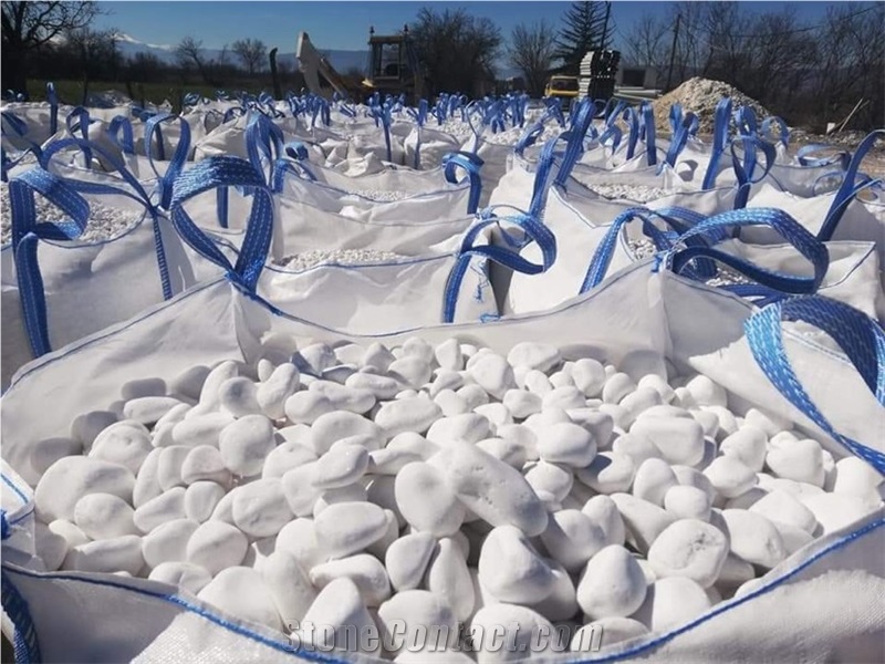 Decorative White Marble Tumbled Pebble Stone €90 /Tons
