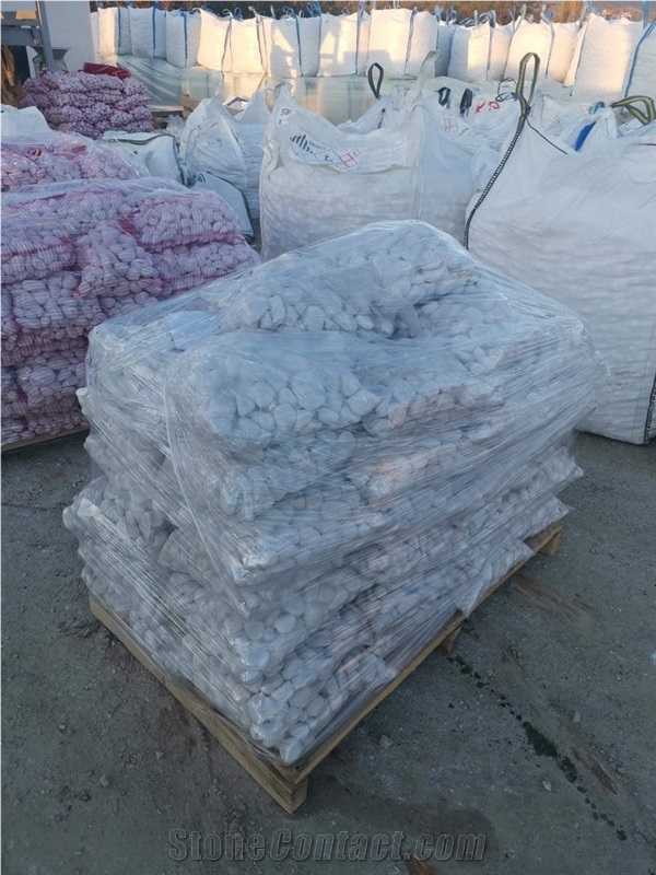 Tumbled Prilep White Marble Stone Pebbles - €130 /Tons