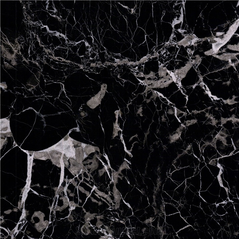 Century Black Ice Flower Marble Tile