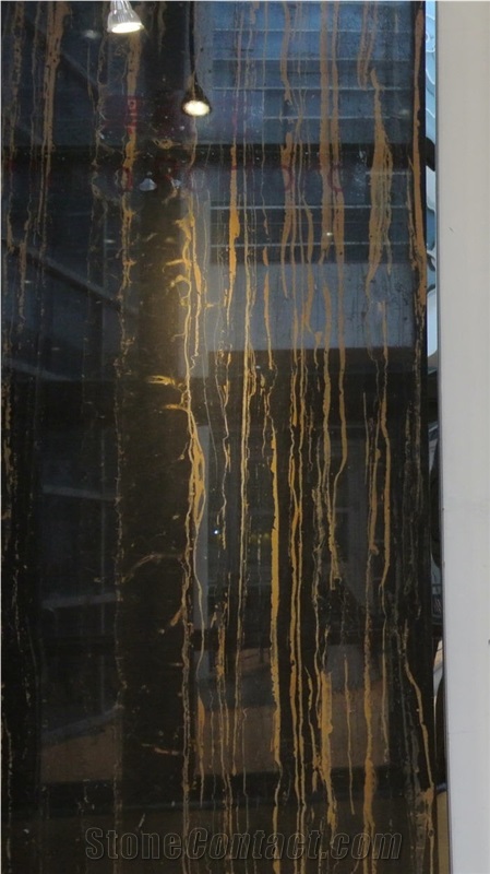China Nero Portoro Marble Slab