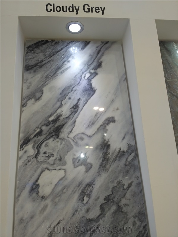Cloudy Grey Marble Slab
