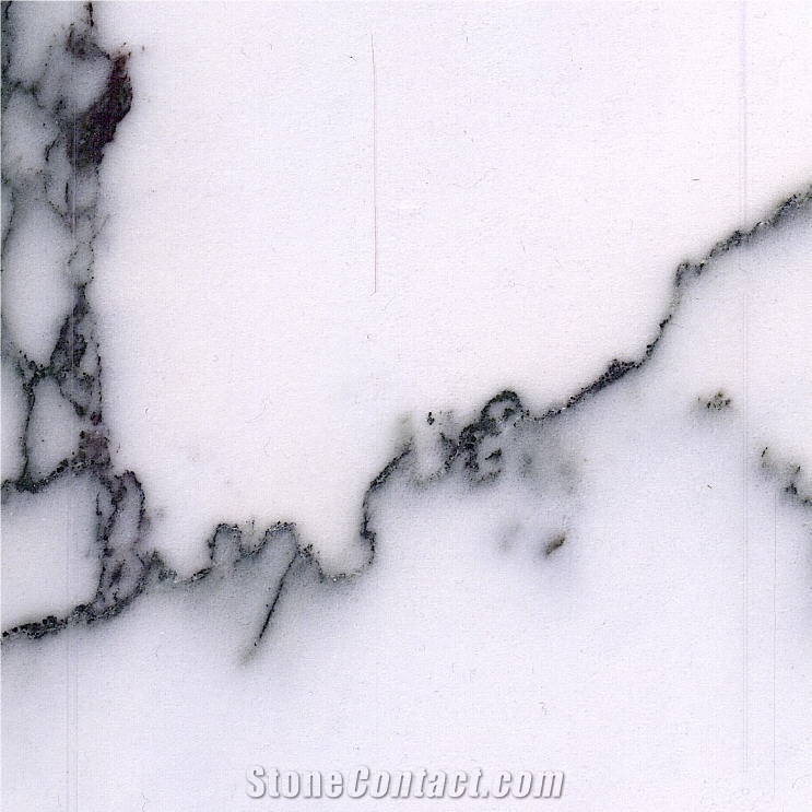 Cyan Flower White Marble Tile