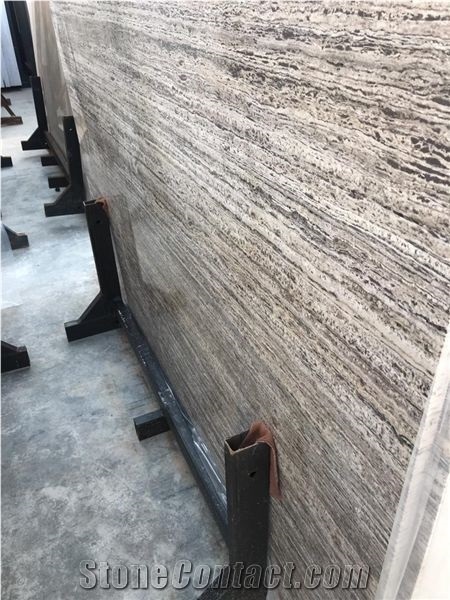 Ocean Silver Travertine Slab