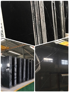 China Nero Marquina, China Marquina Marble ,Black Marble with White Vein, Dark Stone Blocks