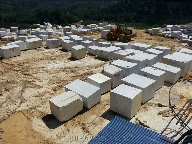Kelantan Purplish White Marble- Black Spotted White Marble Quarry