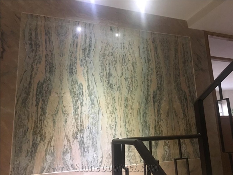 Coral Pink Grey Marble Quarry