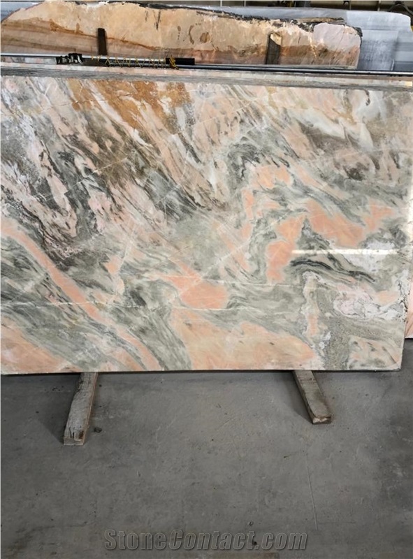 Coral Pink Grey Marble Quarry