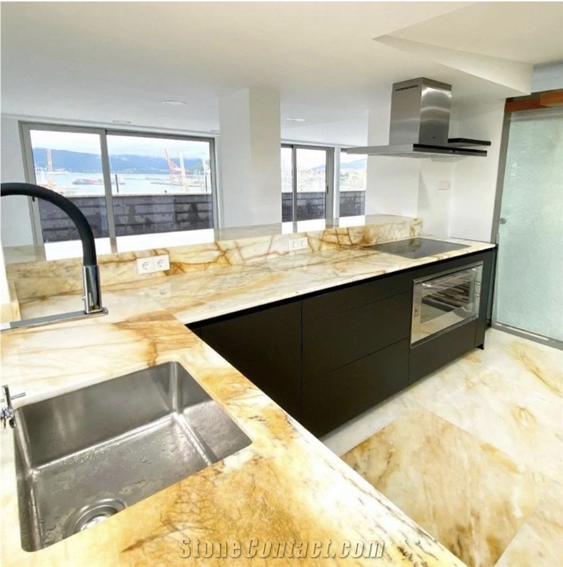 Natural Quartzite countertop polished finish gold quartzite