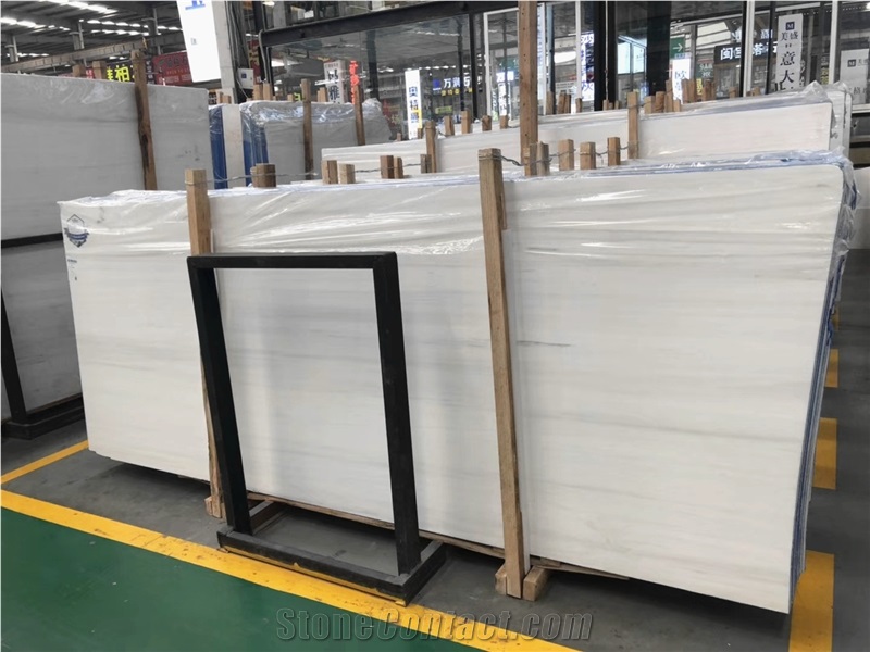 White Natural Marble Prefab Double Sink Countertop