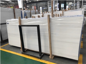 White Natural Marble Prefab Double Sink Countertop