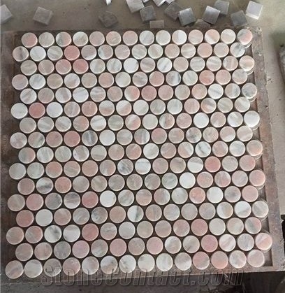 Norway Rose Pink Mosaic Waterjet Pattern Tiles