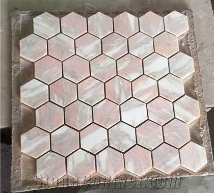 Norway Rose Pink Mosaic Waterjet Pattern Tiles