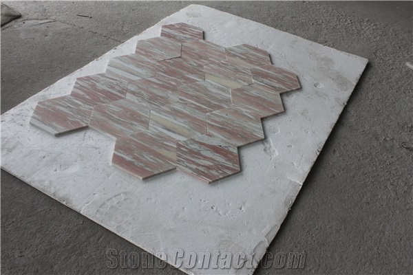 Norway Rose Pink Mosaic Waterjet Pattern Tiles