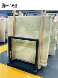 Chinese Price Translucent Light Pistachio Green Onyx Slab