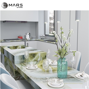Exotic Brazilian Green And Pure White Quartzite Countertops