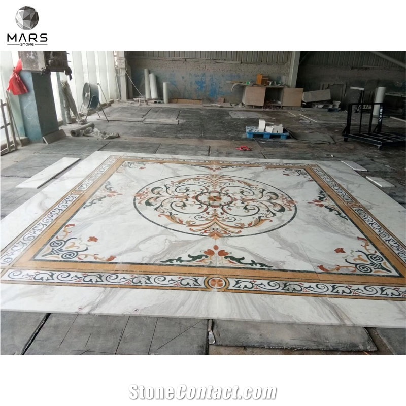 High Quality Rectangle Waterjet Medallion Marble Floor Tile