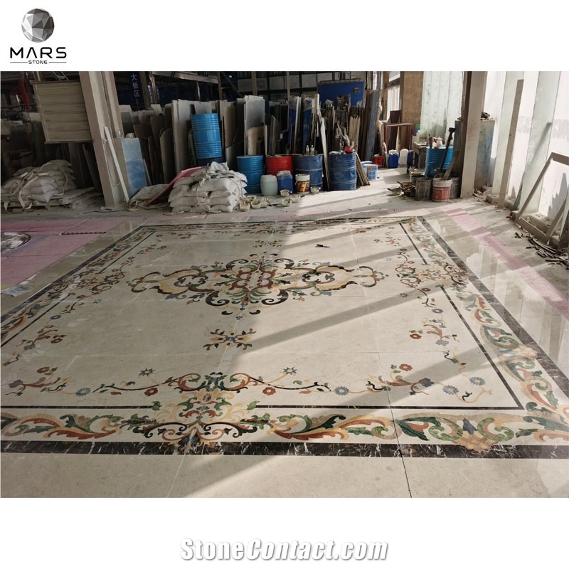 High Quality Rectangle Waterjet Medallion Marble Floor Tile