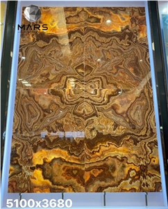 Pakistan Tiger Onyx Slab Laminated Tranlusent Onyx 