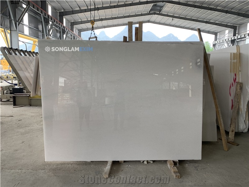 Crystal White Second Quality Marble Polished Slabs - Grade B