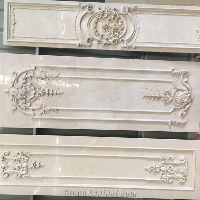 3D carving marble wall mirror frame panel CNC stone decor 